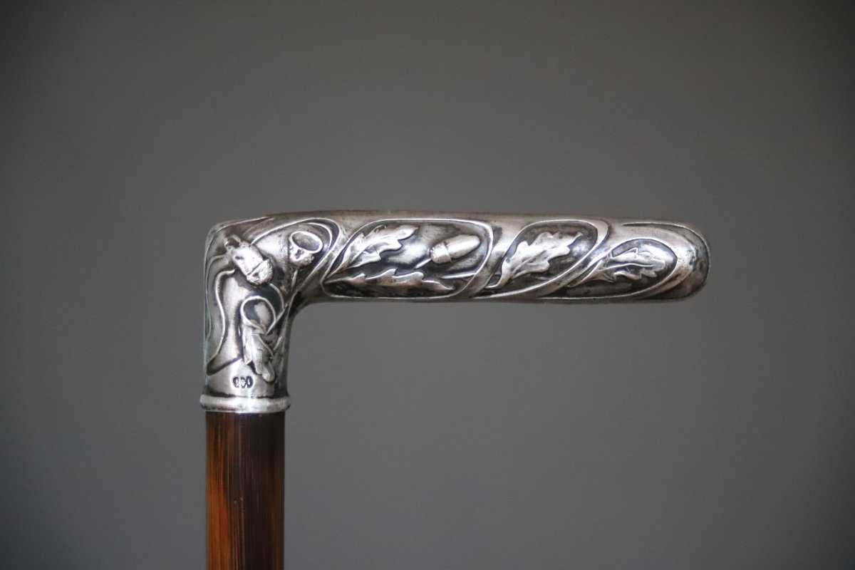 Fine Silver Cane With Handle - France, Circa 1900-photo-2