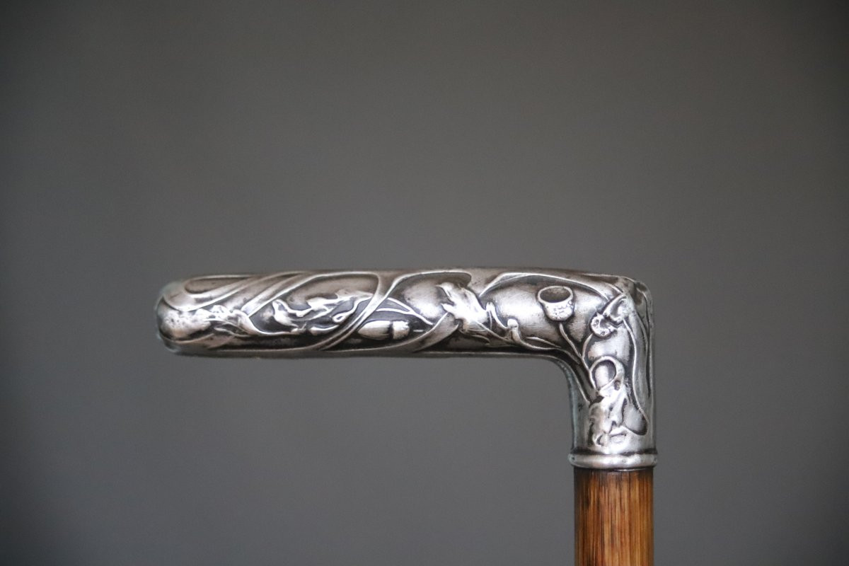 Fine Silver Cane With Handle - France, Circa 1900-photo-3