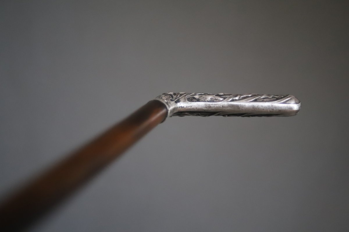Fine Silver Cane With Handle - France, Circa 1900-photo-1