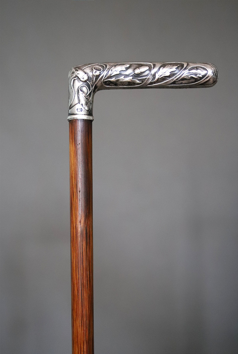 Fine Silver Cane With Handle - France, Circa 1900