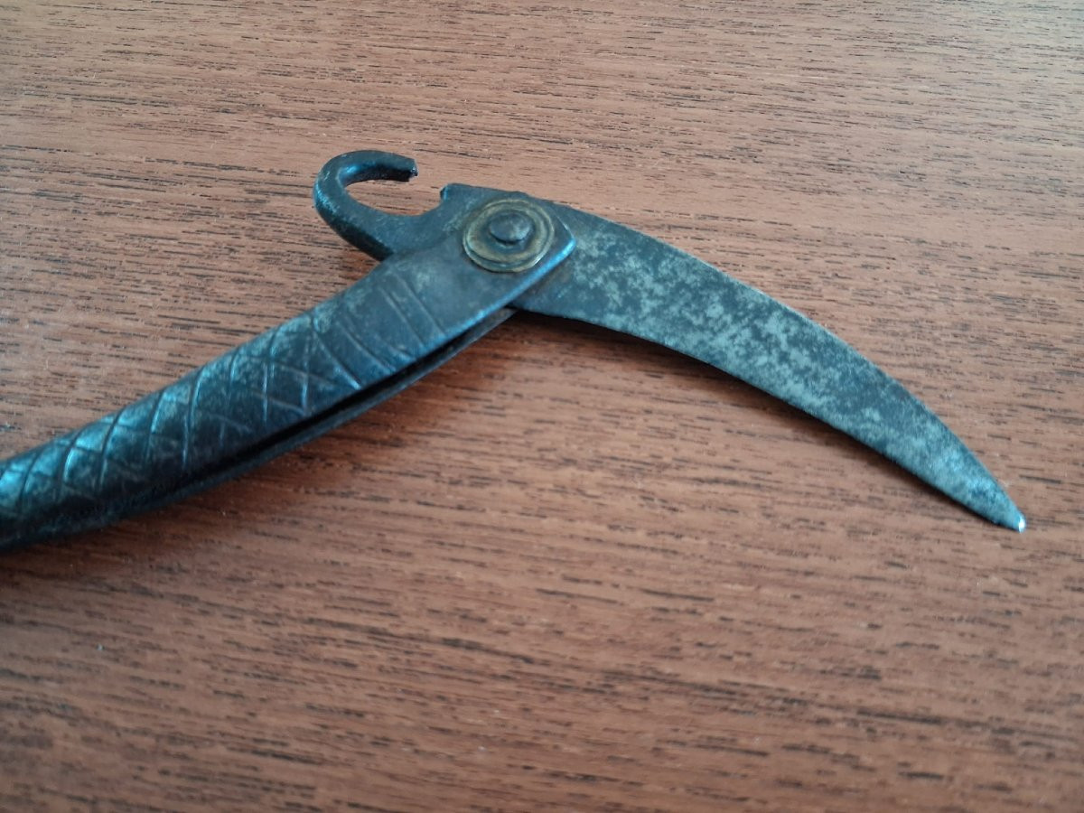 Traditional Chinese Folding Knife - 1st Half 20th Century Or Earlier-photo-2