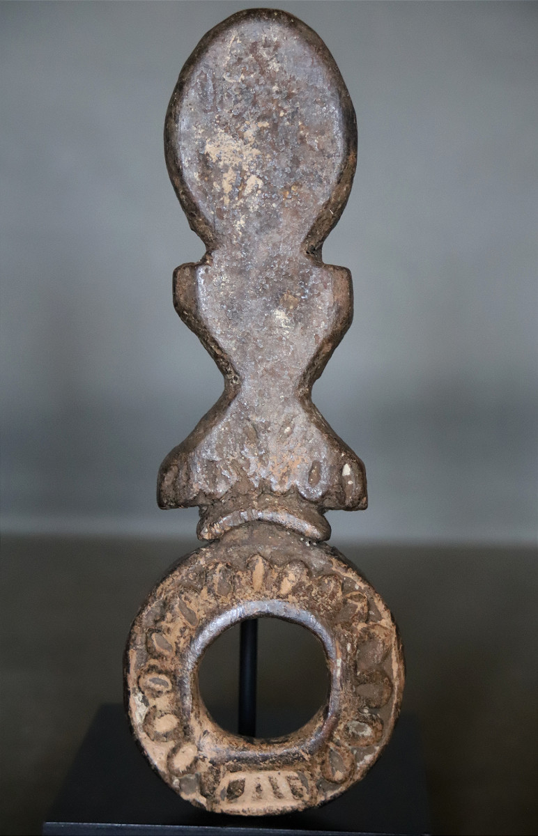 A Carved Wooden Churn Guide - Himalayan Regions, Probably Nepal
