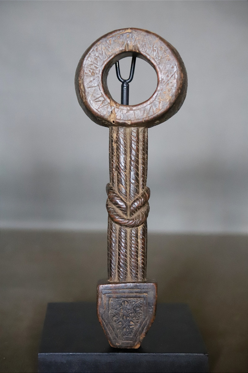 A Carved Wooden Churn Guide - Himalayan Regions, Probably Nepal
