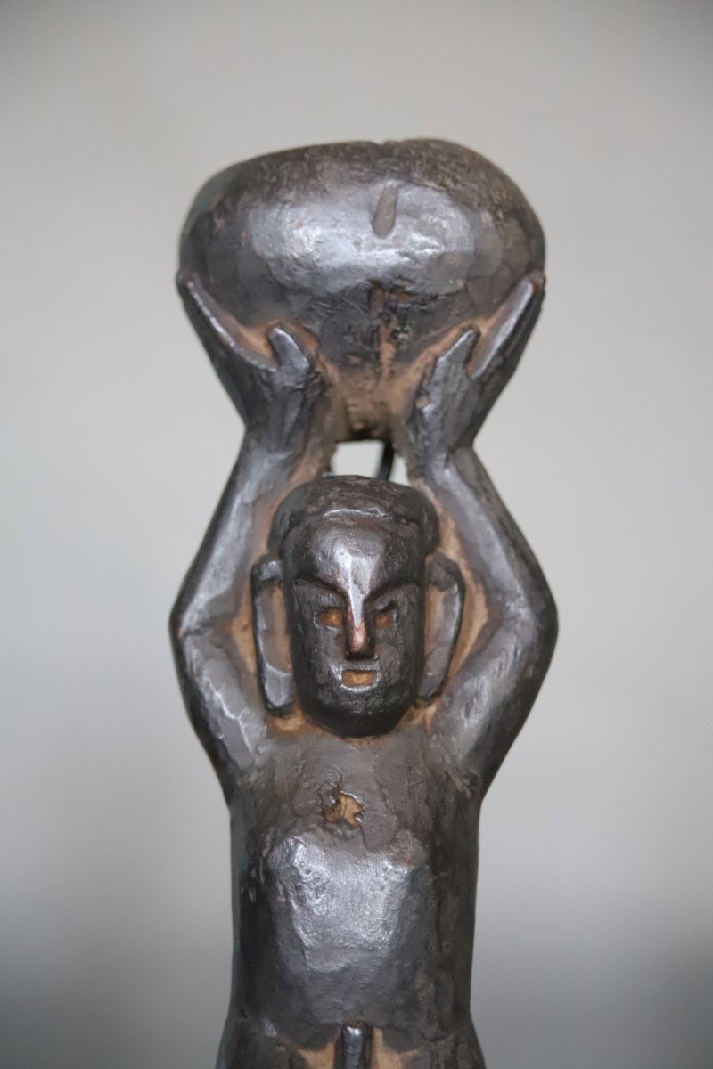 A Carved Wooden Churn Guide - Himalayan Regions, Probably Nepal-photo-2