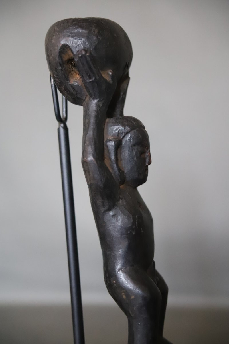 A Carved Wooden Churn Guide - Himalayan Regions, Probably Nepal-photo-2