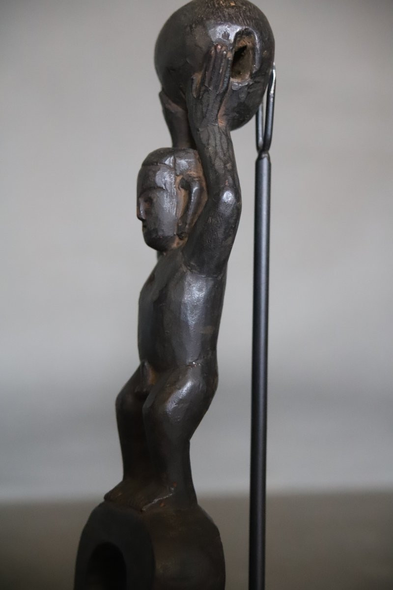 A Carved Wooden Churn Guide - Himalayan Regions, Probably Nepal-photo-4