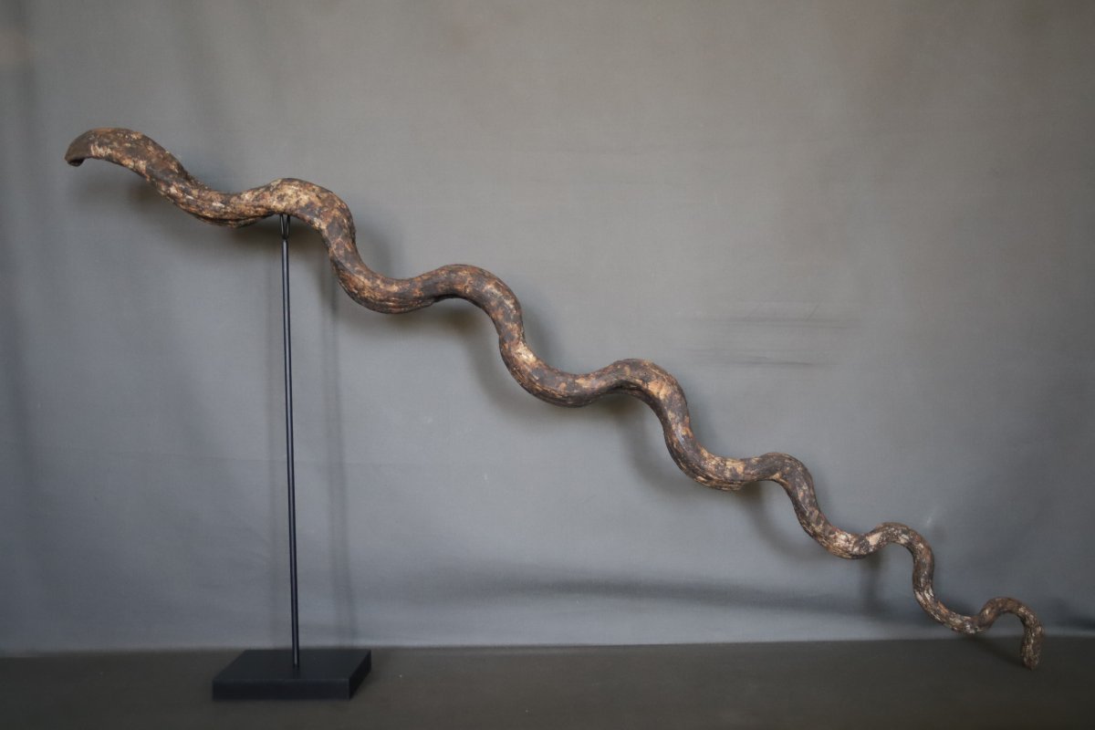 Serpent (naga) en bois sculpté, festival naga panchami -Népal, milieu 20ème siècle ou antérieur-photo-2