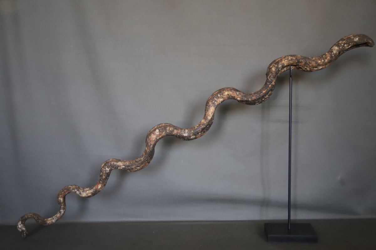 Serpent (naga) en bois sculpté, festival naga panchami -Népal, milieu 20ème siècle ou antérieur-photo-3
