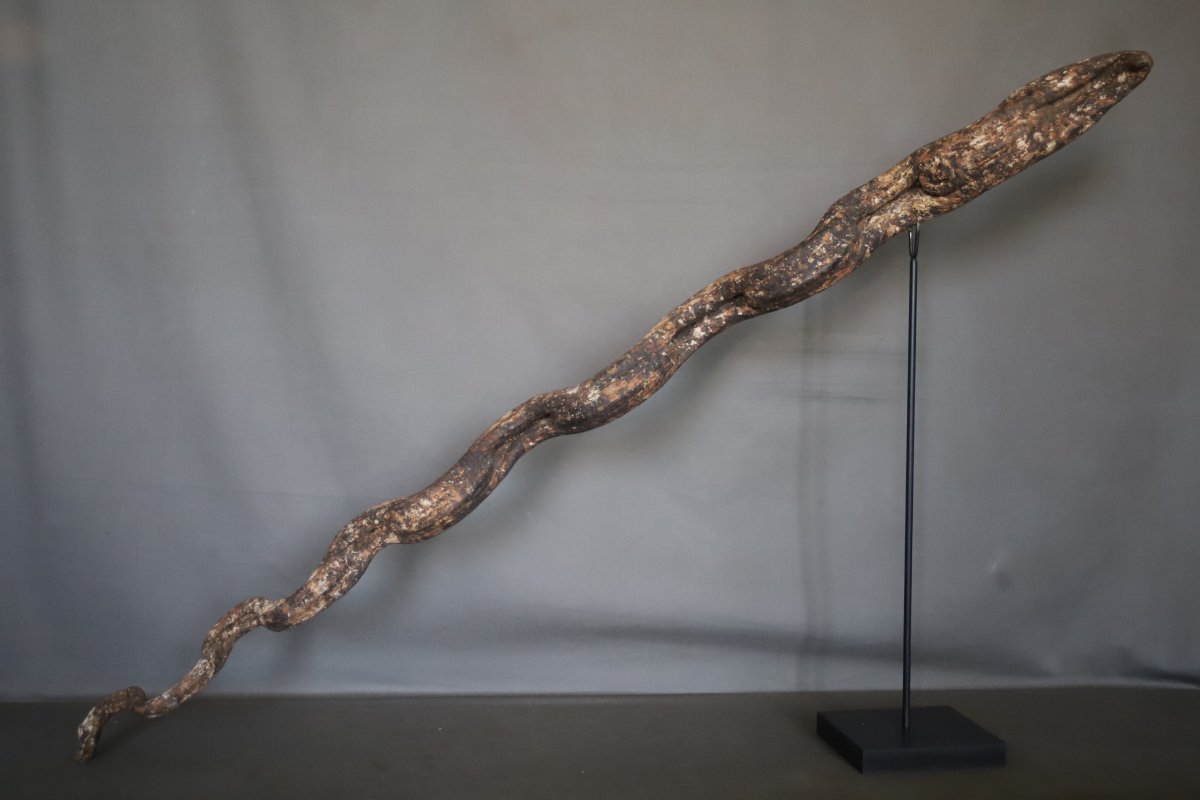 Serpent (naga) en bois sculpté, festival naga panchami -Népal, milieu 20ème siècle ou antérieur-photo-7