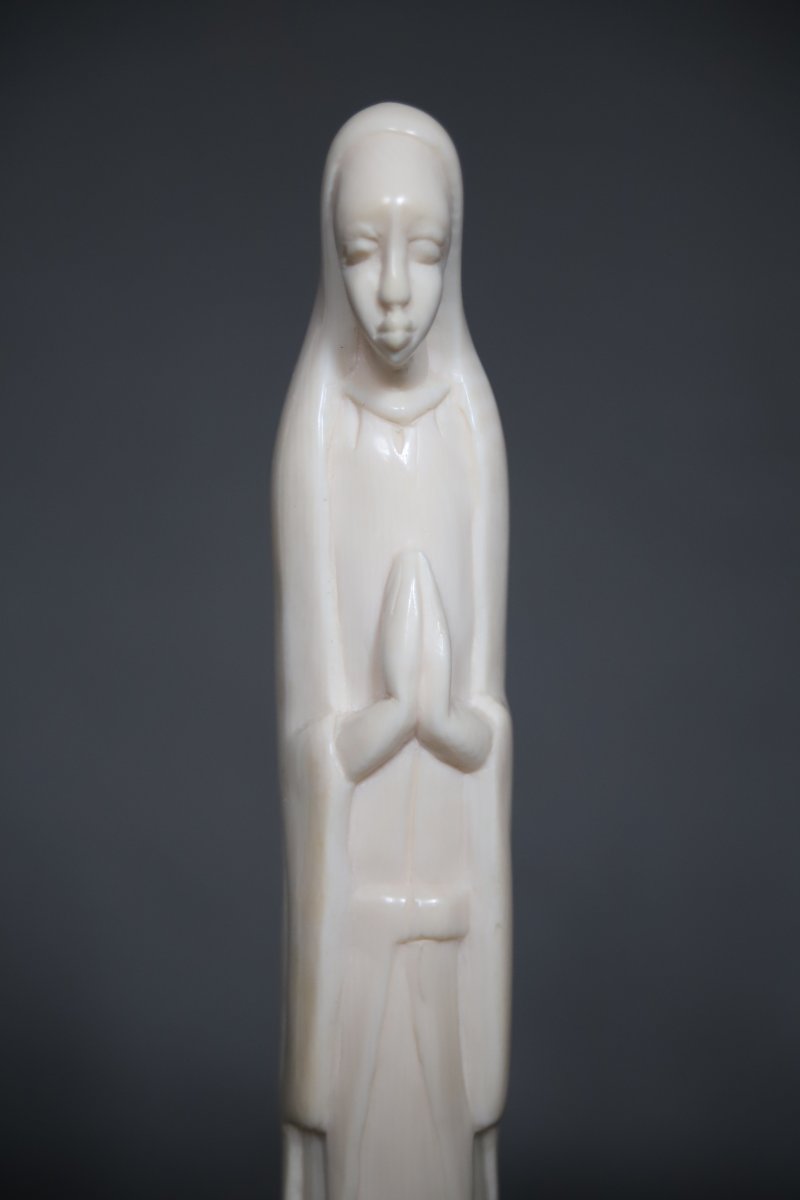 Virgin Mary In Ivory - Africa, Probably Congo, Early 20th Century-photo-3