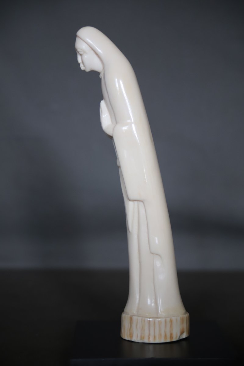 Virgin Mary In Ivory - Africa, Probably Congo, Early 20th Century-photo-3