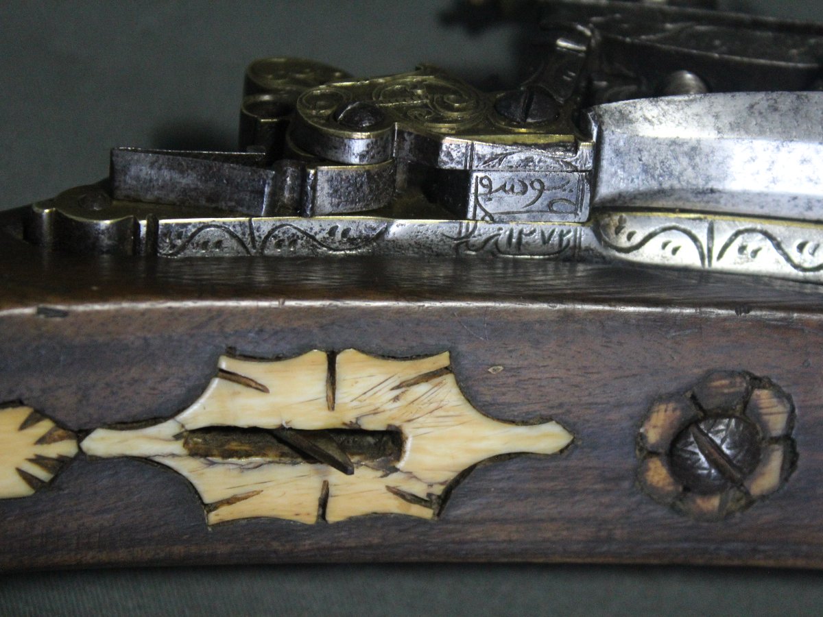 Algerian Moukhala Carbine With Damask Barrel—algeria, Dated 1855 -photo-4