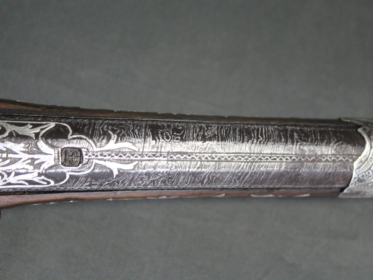 Algerian Moukhala Carbine With Damask Barrel—algeria, Dated 1855 -photo-2