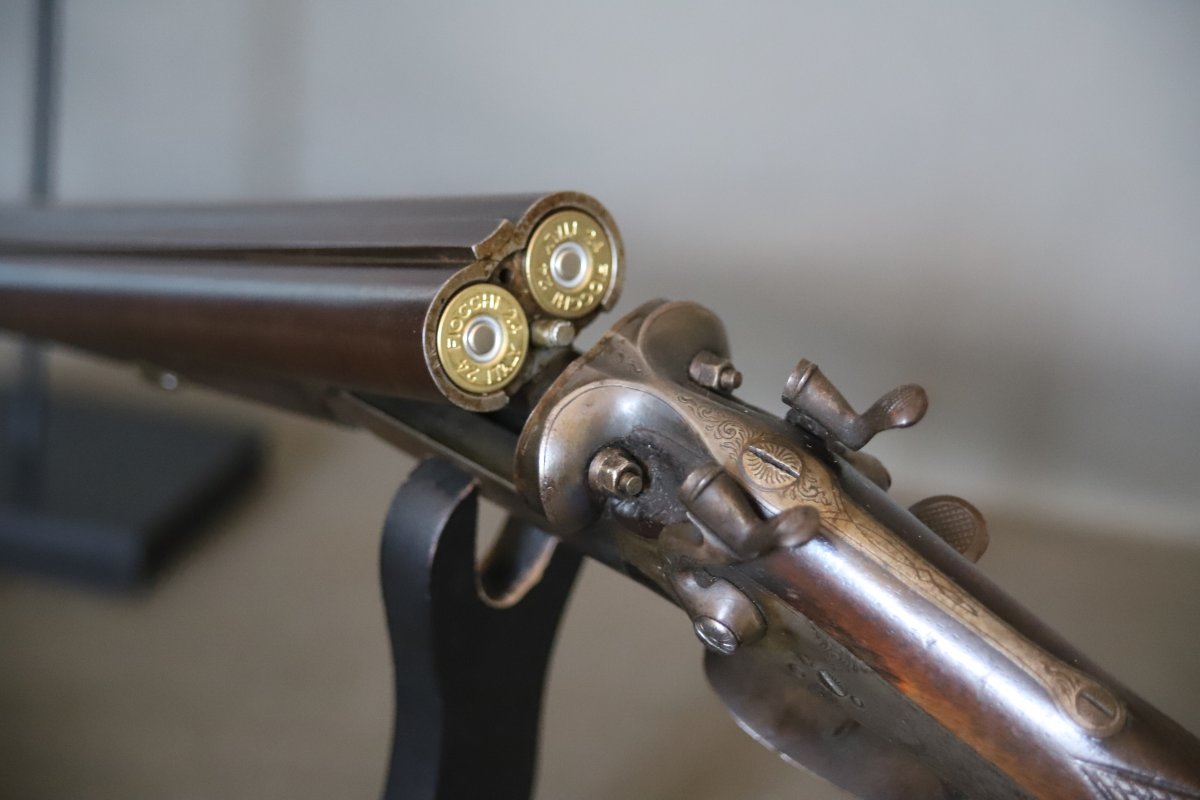 24-caliber Side-by-side Hunting Shotgun - France, Late 19th Century -photo-2