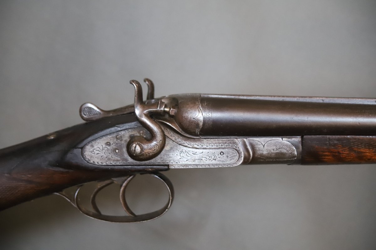 Fusil De Chasse Calibre 16/65 à Percussion Centrale Et Chiens Extérieurs - Fin 19ème-photo-1