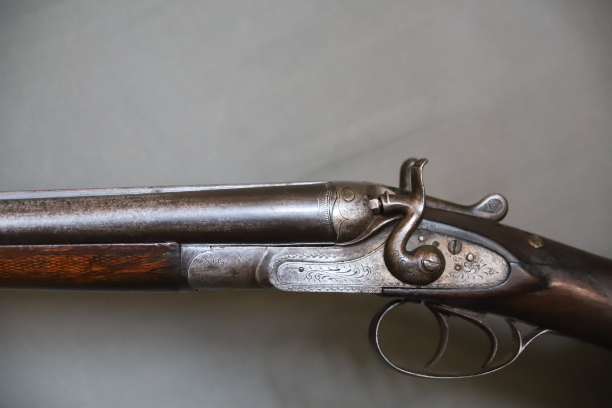 Fusil De Chasse Calibre 16/65 à Percussion Centrale Et Chiens Extérieurs - Fin 19ème-photo-2