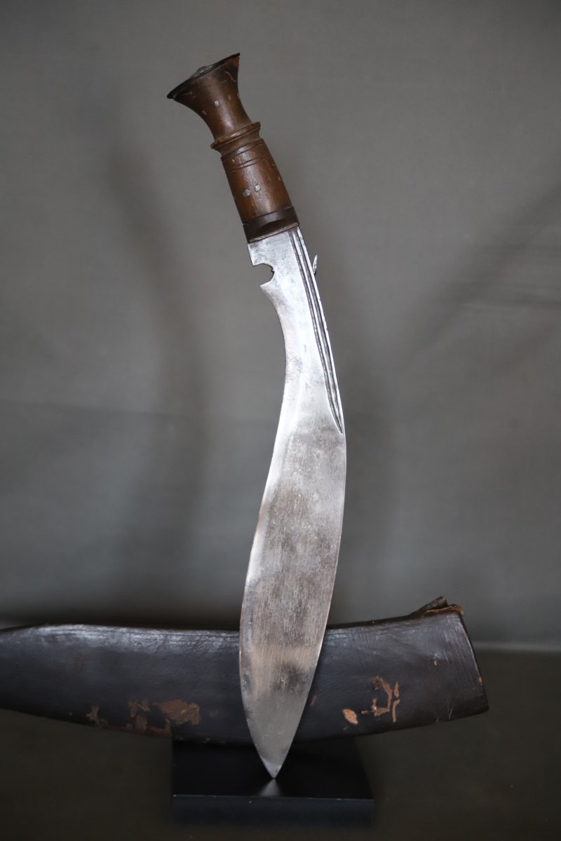 Couteau Népalais dit kukri de type militaire- Népal, fin 19ème 1ère moitié 20ème siècle-photo-3