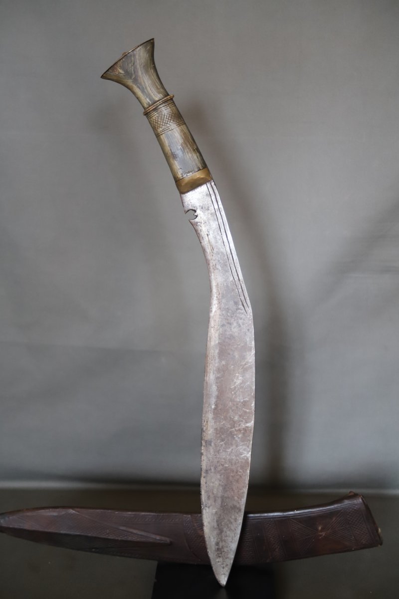 Ancien grand couteau Népalais dit kukri (kukuri) - Népal, 20ème siècle-photo-3