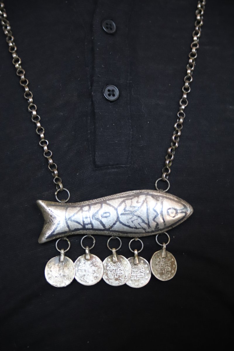 Un rare collier Lévantin en argent Niellé - Palestine ou Jordanie, fin 19ème début 20ème siècle-photo-2