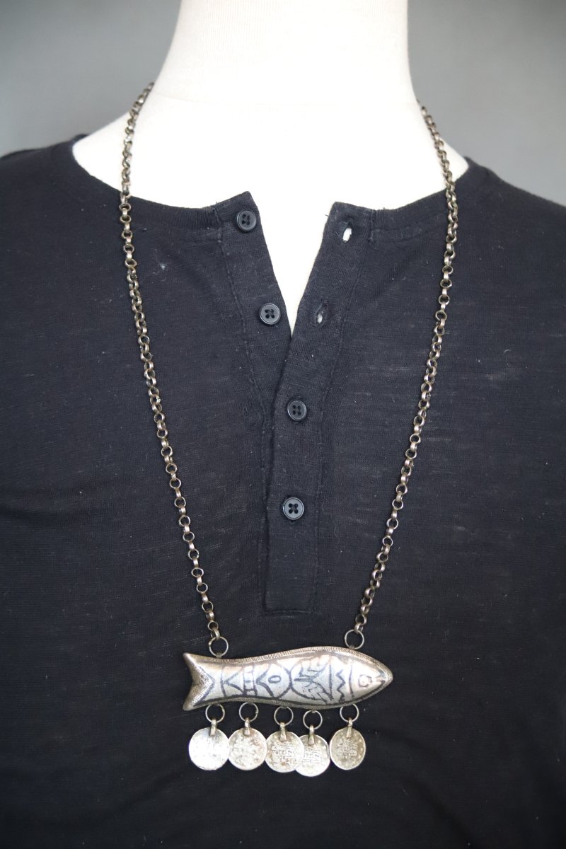 Un rare collier Lévantin en argent Niellé - Palestine ou Jordanie, fin 19ème début 20ème siècle-photo-3