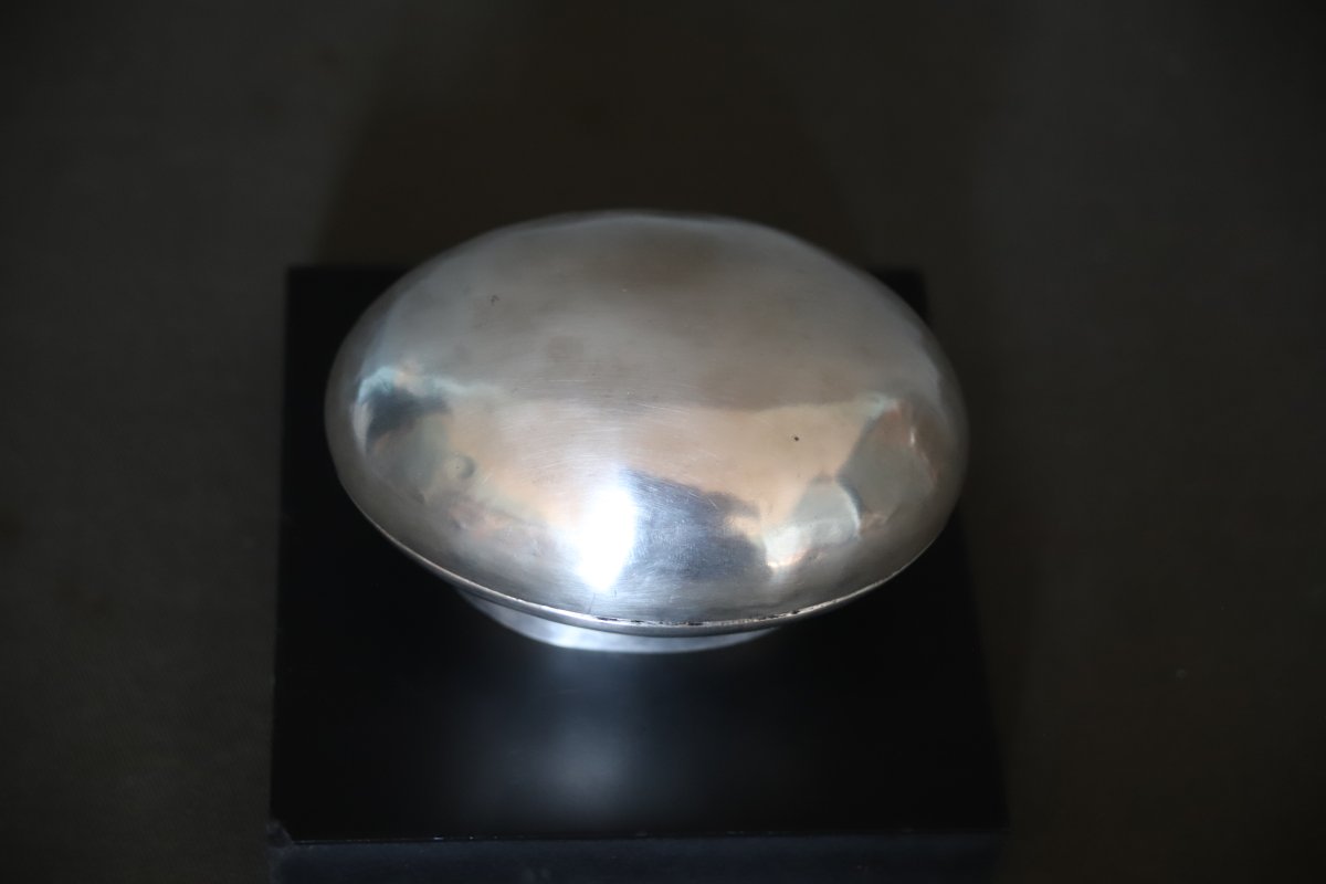 Boîte de forme ovale en argent non Européen  - Probablement Levant, Fin 19ème début 20ème-photo-3