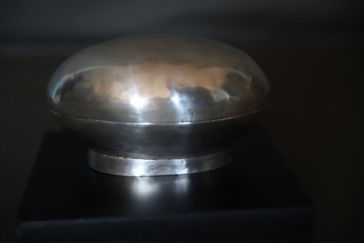 Boîte de forme ovale en argent non Européen  - Probablement Levant, Fin 19ème début 20ème-photo-4