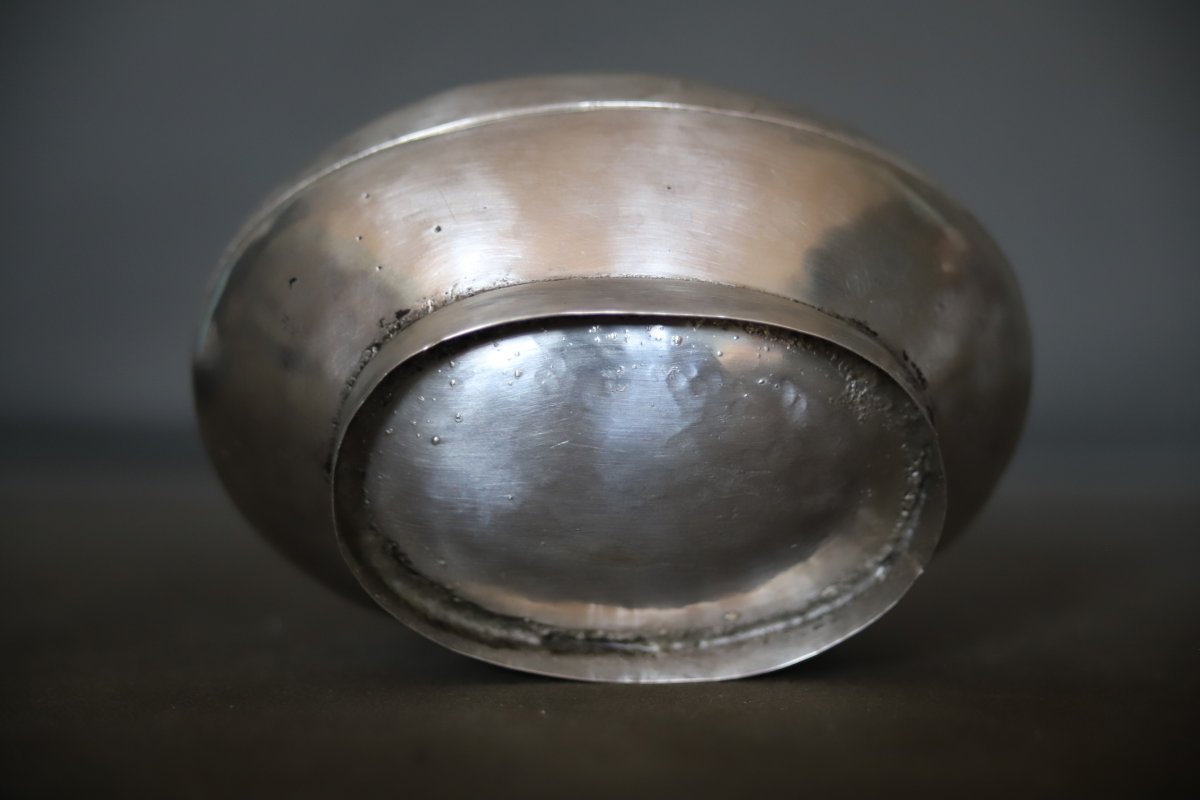 Boîte de forme ovale en argent non Européen  - Probablement Levant, Fin 19ème début 20ème-photo-4