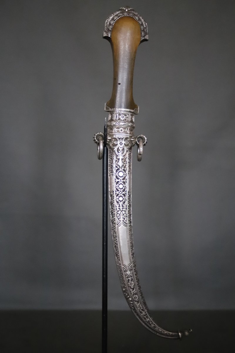 Dague (poignard) Marocaine Dite Koumya, Argent Et Corne Blonde - Maroc, fin 19ème début 20ème -photo-2