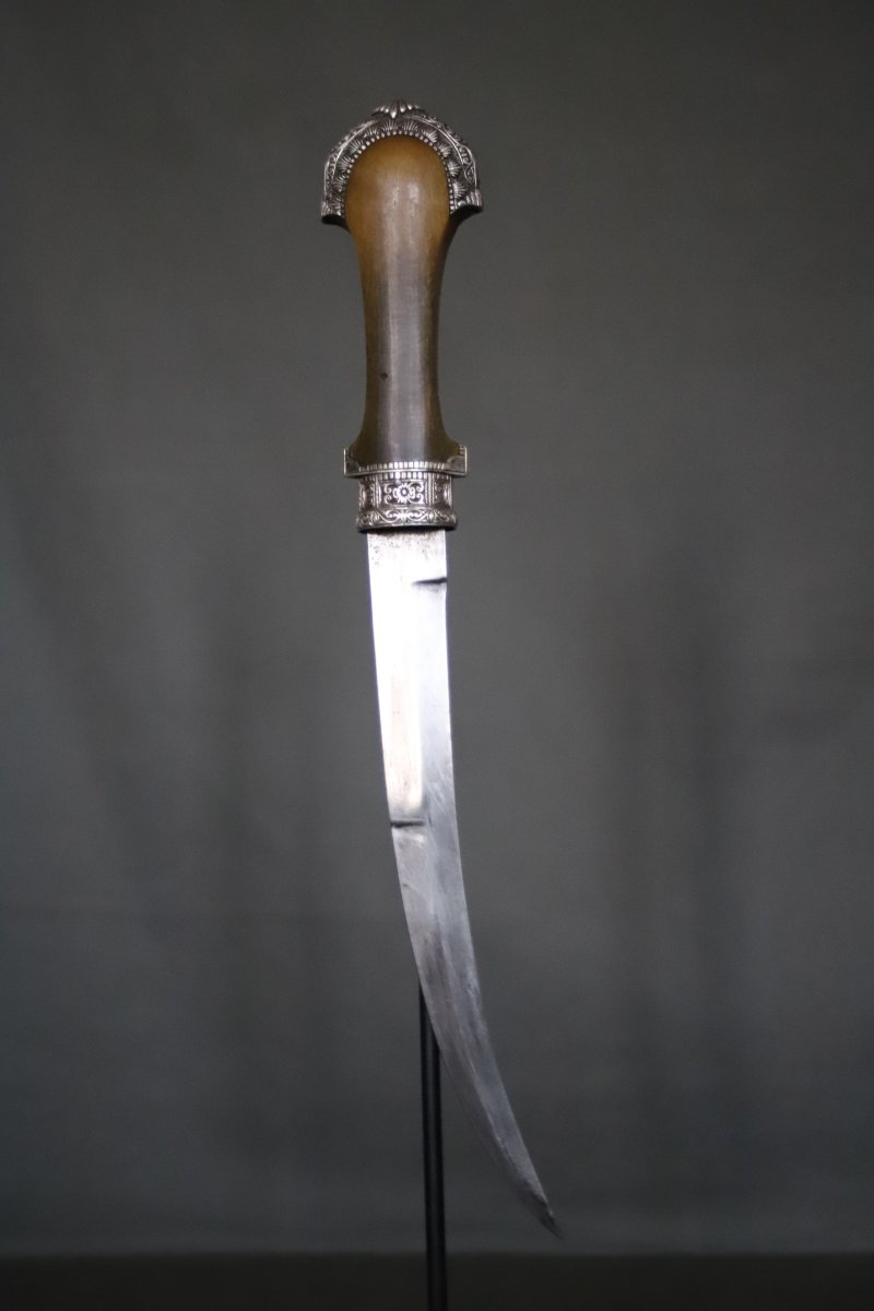 Dague (poignard) Marocaine Dite Koumya, Argent Et Corne Blonde - Maroc, fin 19ème début 20ème -photo-4