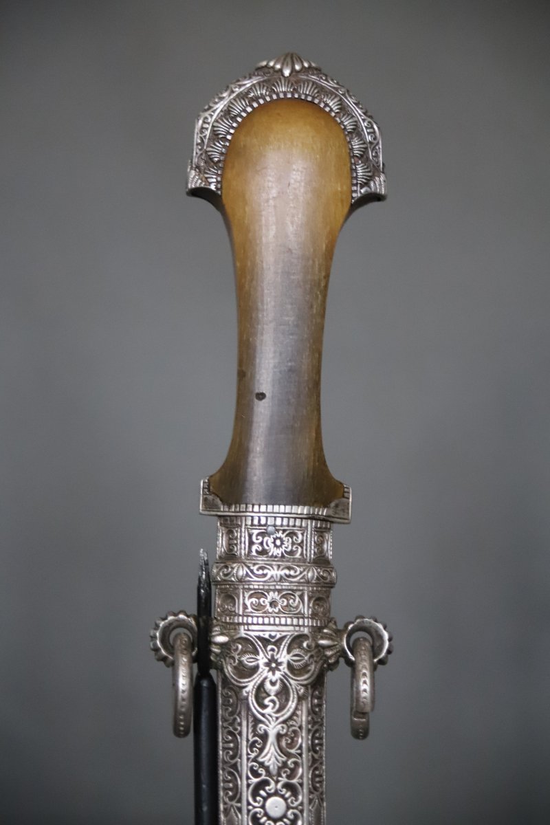 Dague (poignard) Marocaine Dite Koumya, Argent Et Corne Blonde - Maroc, fin 19ème début 20ème -photo-2