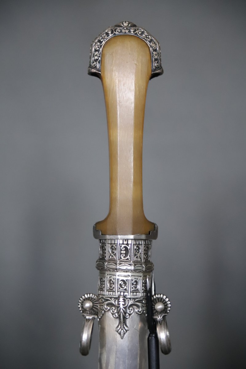  Moroccan Dagger Known As A "koumya," Silver And Horn - Morocco, Late 19th To Early 20th-photo-1