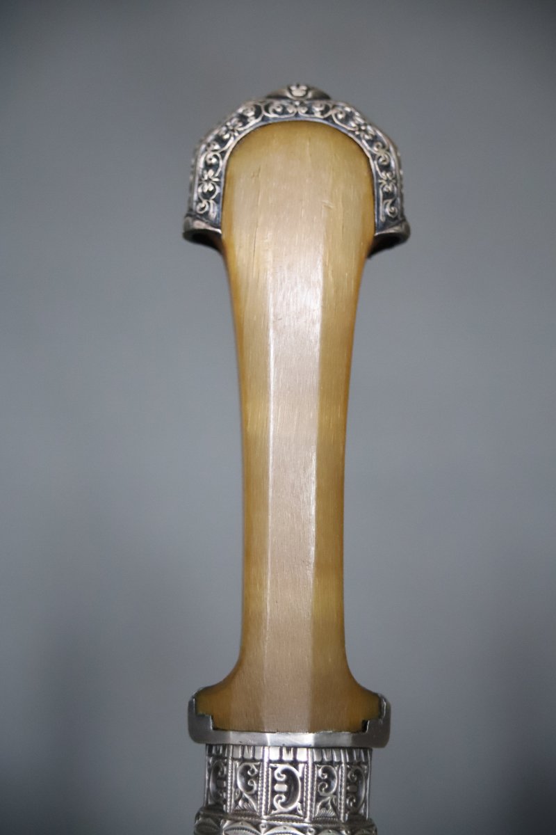  Moroccan Dagger Known As A "koumya," Silver And Horn - Morocco, Late 19th To Early 20th-photo-4