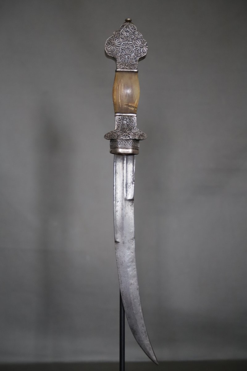 Moroccan Dagger Known As A "koumya," Silver And Light-colored Horn - Morocco, Late 19th To Early 20th Century-photo-6