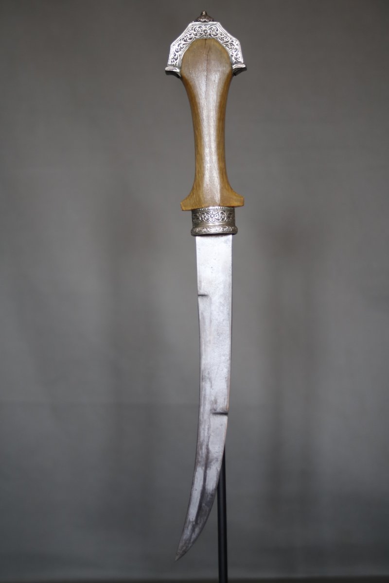 Moroccan Dagger Known As A "koumya," Silver, Gold, And Light-colored Horn - Morocco, Late 19th To Early 20th Century-photo-4