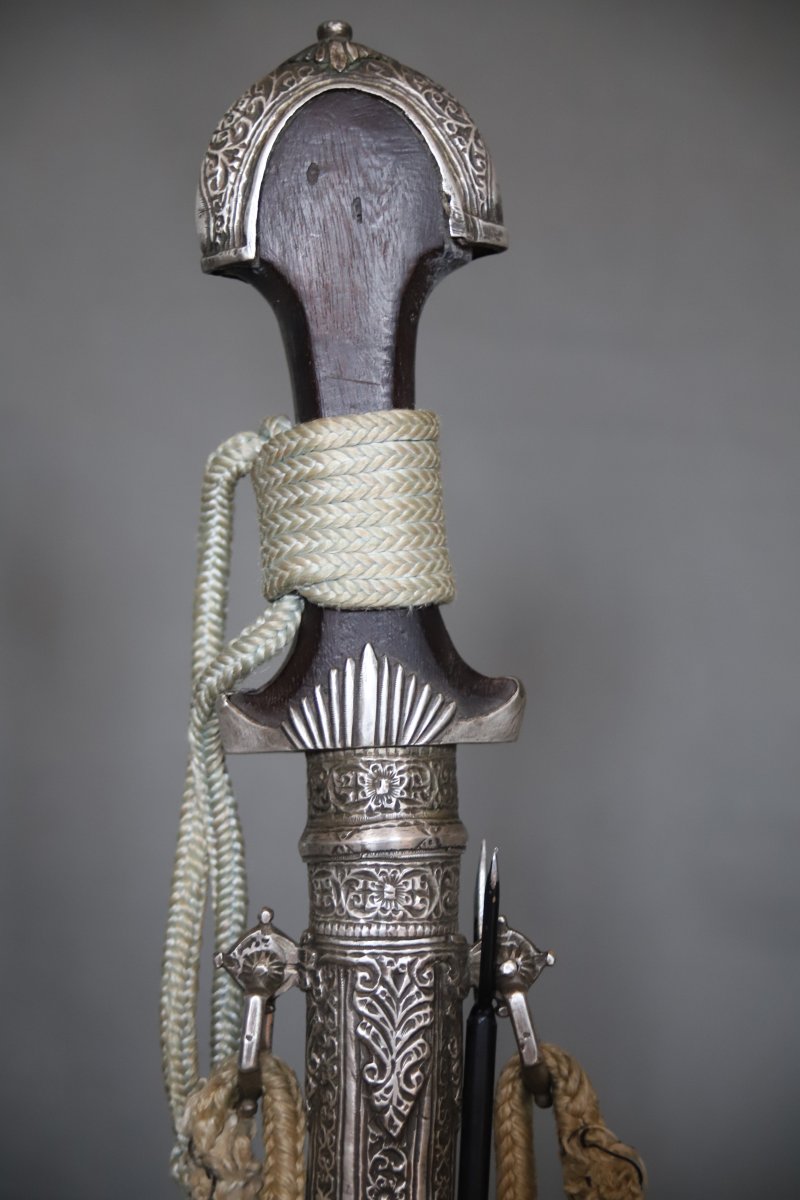 Moroccan Dagger Known As A "koumya," Silver And Wood - Morocco, Circa 1900-photo-3