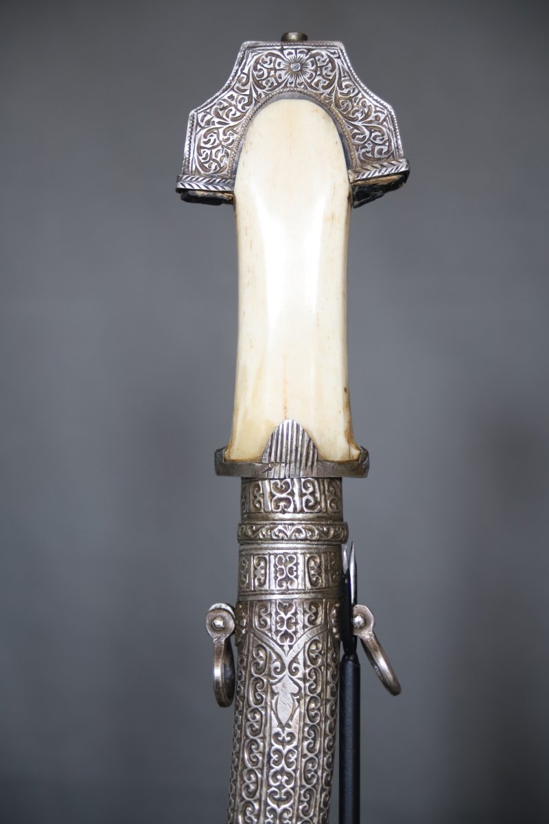 Dague marocaine en argent dite koumya - Maroc, Agadir, milieu 20ème siècle-photo-1