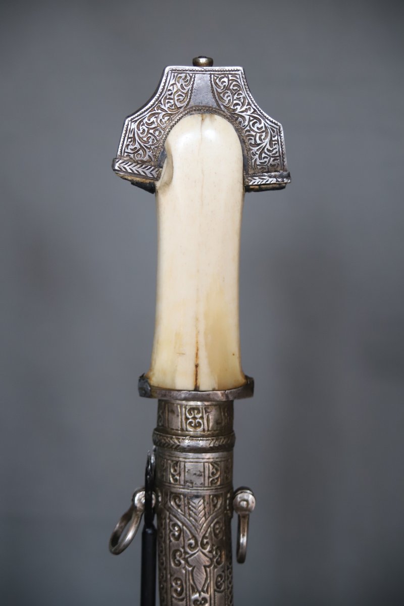Dague marocaine en argent dite koumya - Maroc, Agadir, milieu 20ème siècle-photo-5