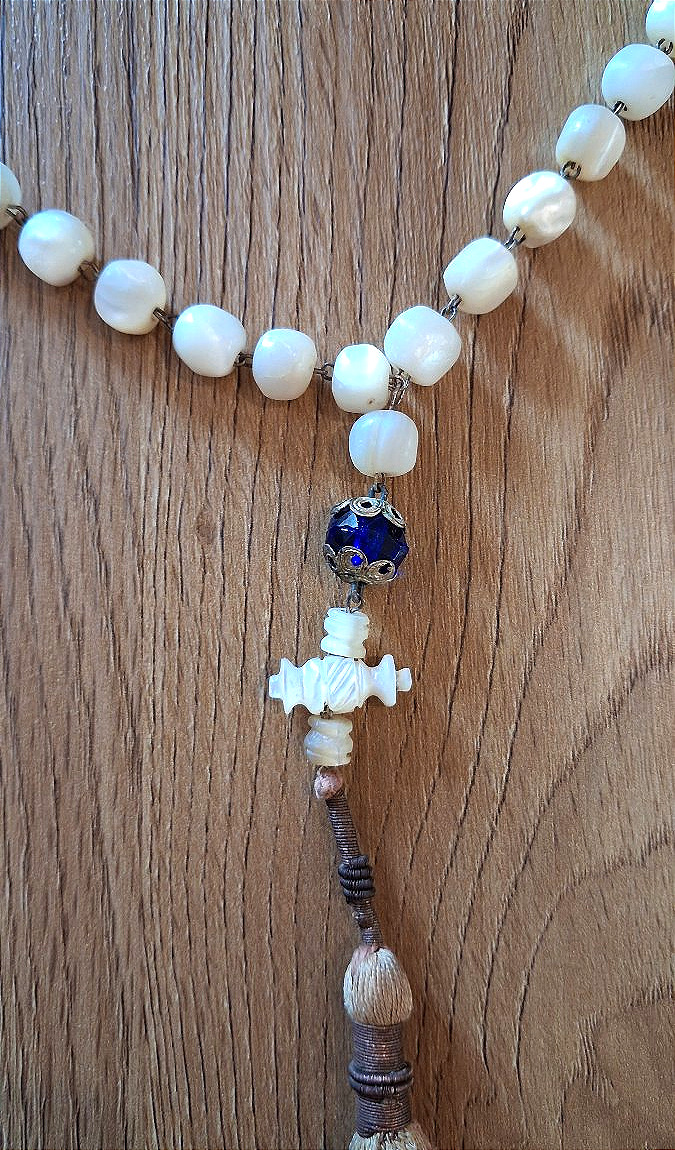 Grand chapelet Orthodoxe Grec en perles de nacre et verroterie - Grèce, 19ème siècle-photo-2