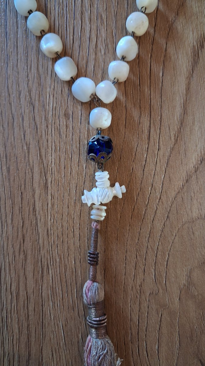 Grand chapelet Orthodoxe Grec en perles de nacre et verroterie - Grèce, 19ème siècle-photo-2