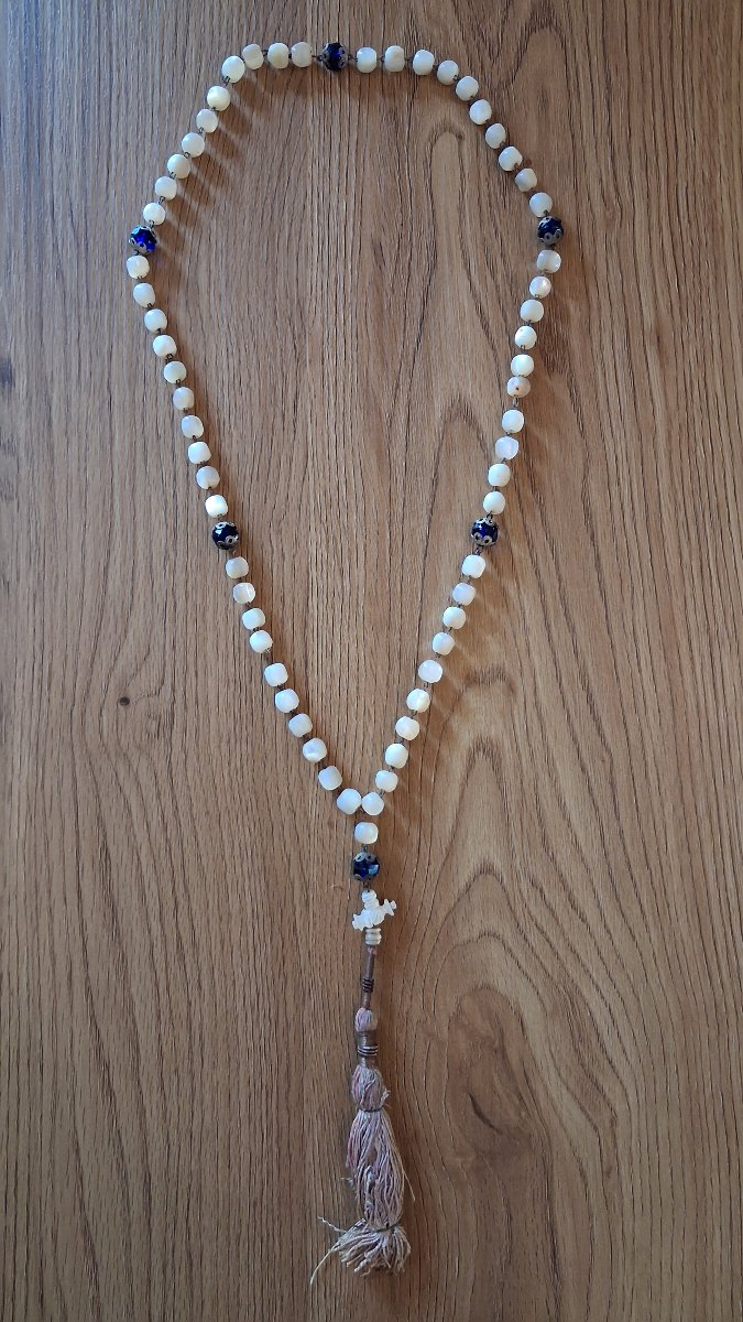 Grand chapelet Orthodoxe Grec en perles de nacre et verroterie - Grèce, 19ème siècle-photo-3