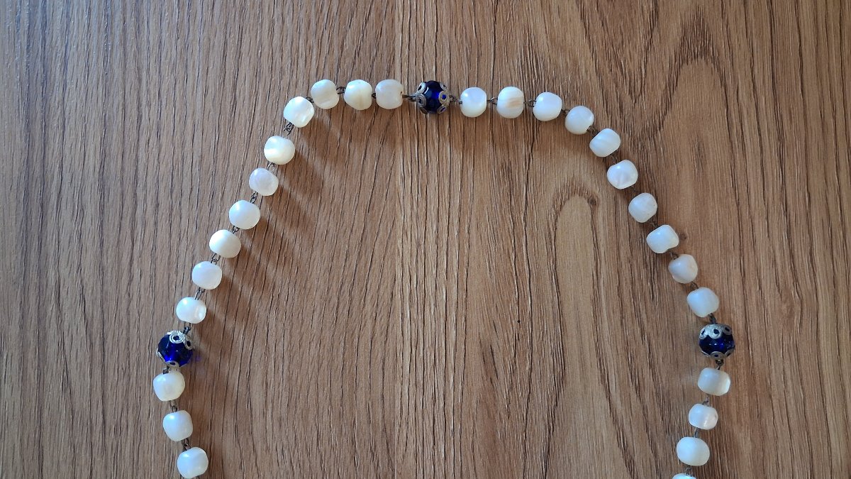 Grand chapelet Orthodoxe Grec en perles de nacre et verroterie - Grèce, 19ème siècle-photo-5