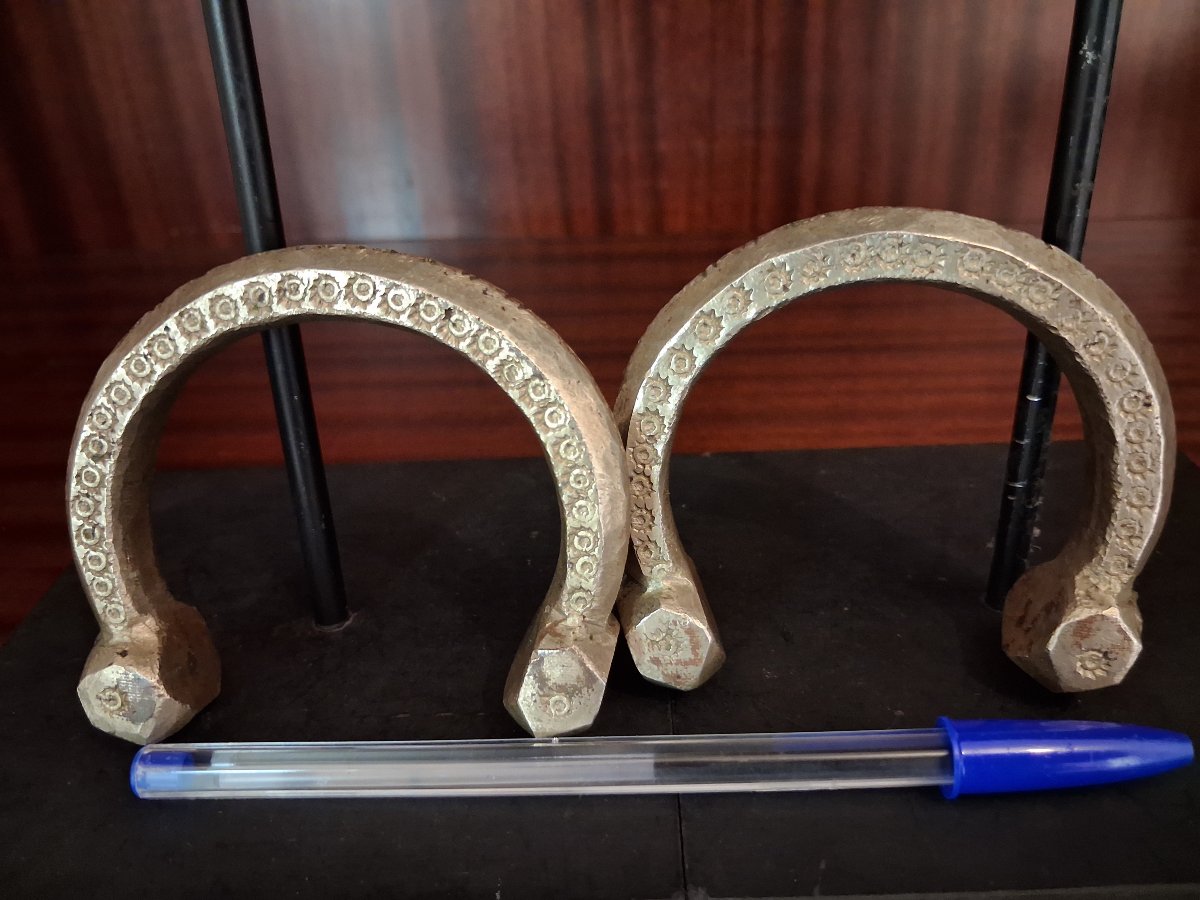 Paire de bracelet de cheville dit Khalkhal ou khelkhel - Maghreb, 19ème siècle-photo-3