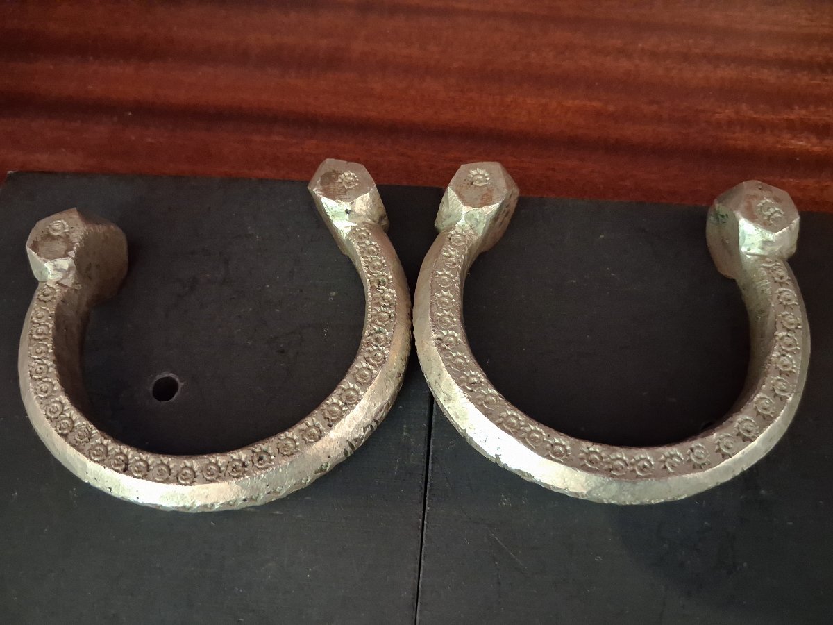Paire de bracelet de cheville dit Khalkhal ou khelkhel - Maghreb, 19ème siècle-photo-1