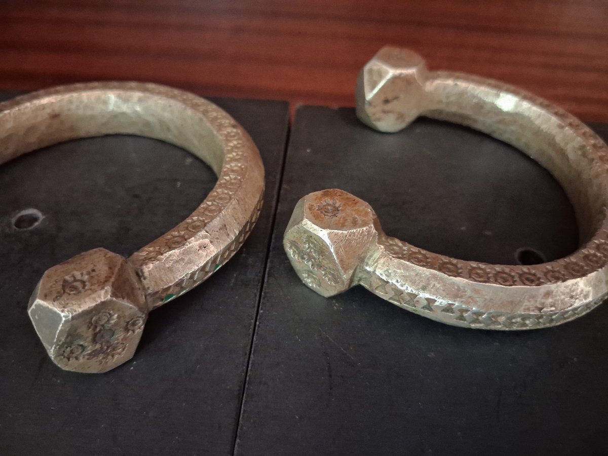 Paire de bracelet de cheville dit Khalkhal ou khelkhel - Maghreb, 19ème siècle-photo-5