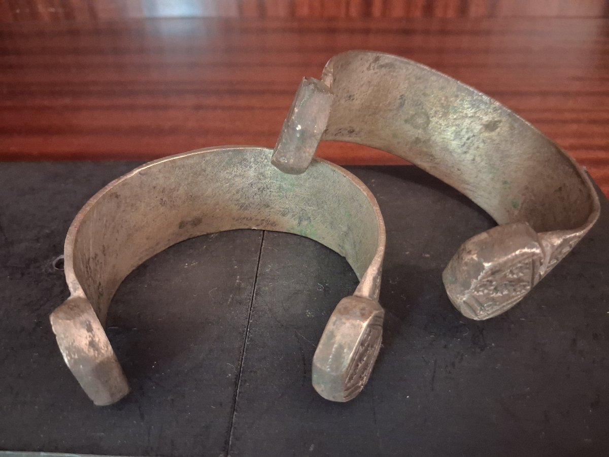 Paire de bracelet de cheville dit Khalkhal ou khelkhel - Maghreb, 19ème siècle-photo-1