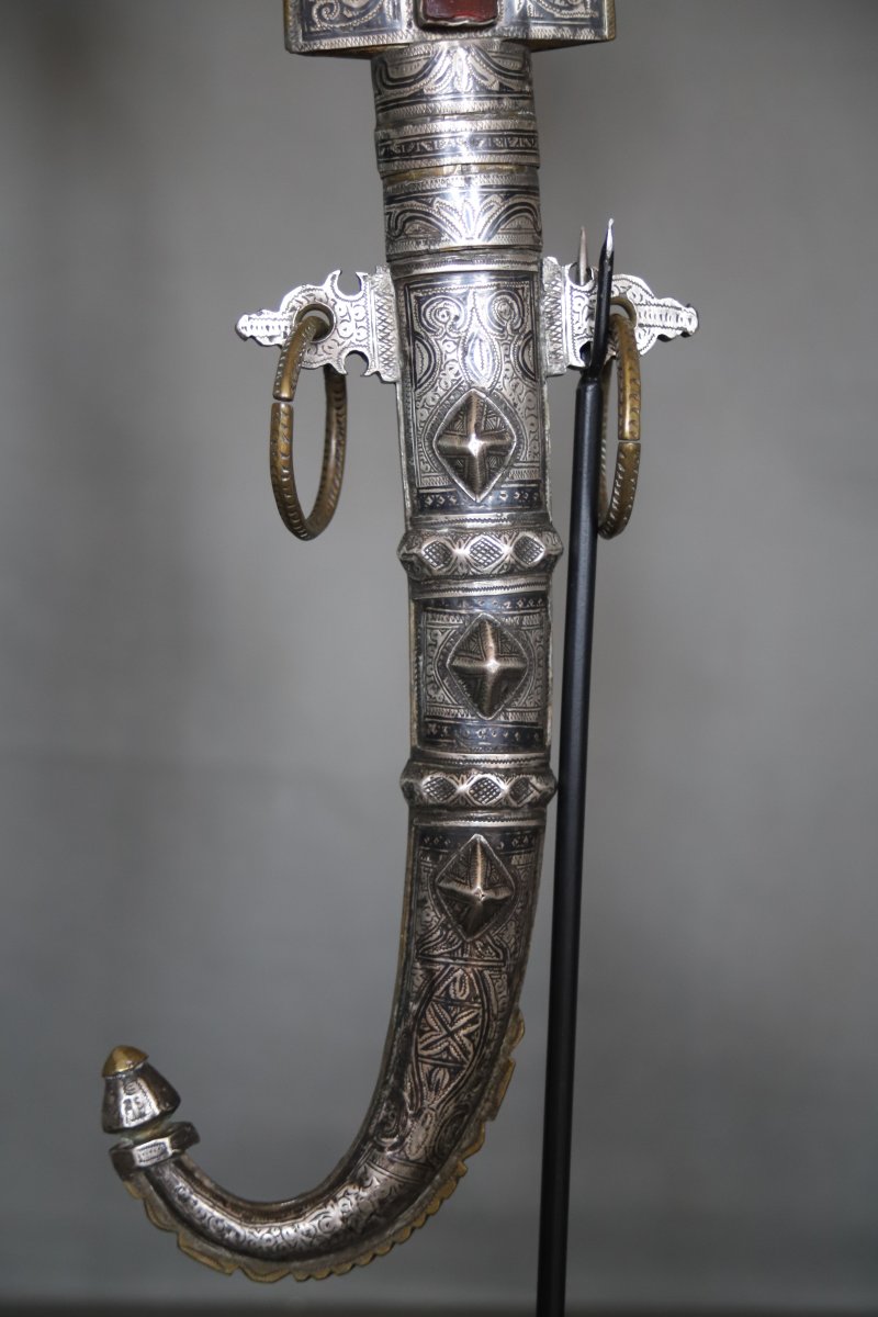 Dague Marocaine en argent niellé dite koumya - Sud du Maroc, 19ème siècle-photo-4