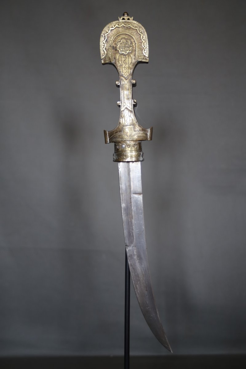 Moroccan Koumya Dagger Made Of Nielloed And Enameled Silver—southern Morocco, 19th Century-photo-4