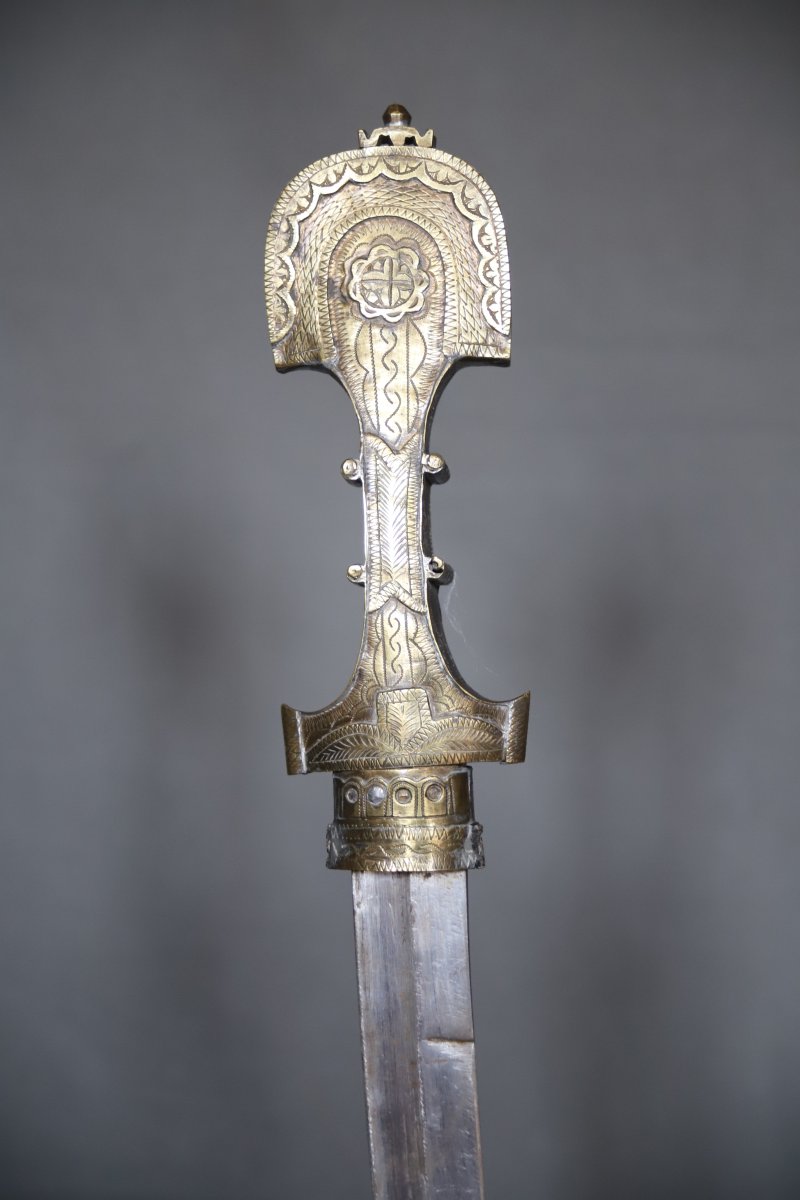 Moroccan Koumya Dagger Made Of Nielloed And Enameled Silver—southern Morocco, 19th Century-photo-2