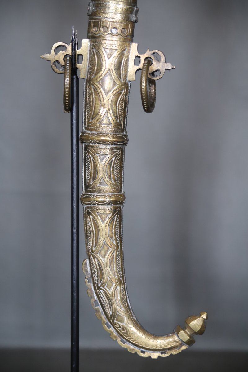 Moroccan Koumya Dagger Made Of Nielloed And Enameled Silver—southern Morocco, 19th Century-photo-4