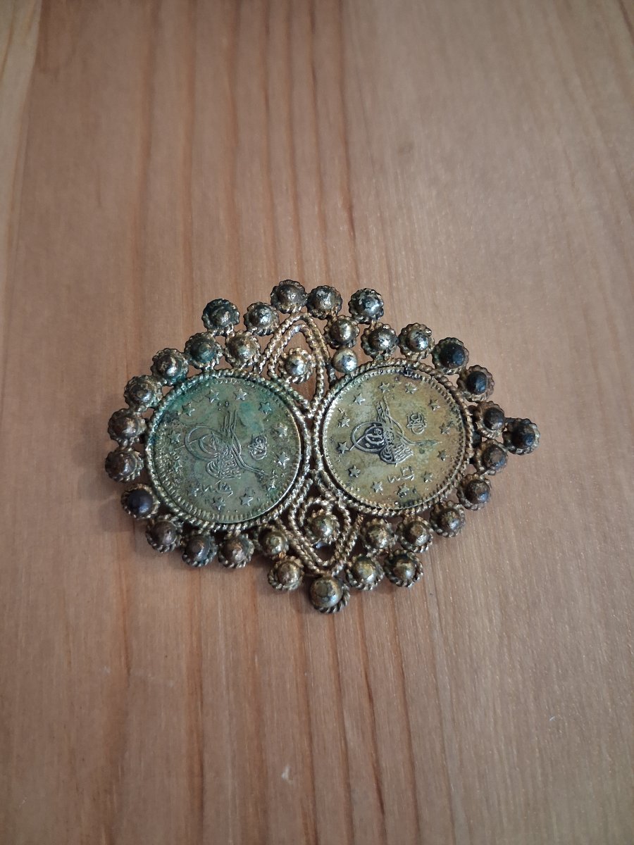 Greek Brooch In Gold-plated Silver - Balkan Greece, Late 19th Century -photo-3